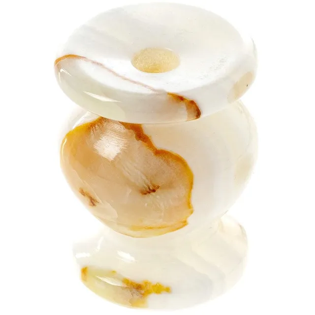 Danilovo Kaarsenhouder, Natuurlijke Onyx Kandelaar voor Dunne Kaarsen, Orthodoxe Kaarsenhouder van Onyx Marmer, Ideaal voor Kaarsen tot Ø 9 mm (Hoogte 5 cm) Veelkleurig