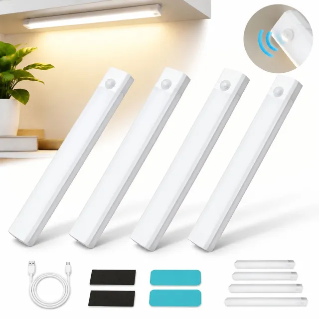 VHV Lamp - 4 Stuks Boorvrije Bewegingssensor LED en - Magnetische Oplaadbare Slimme Lamp Binnen, Wit 10 cm/3,9 inch Hoofdafbeelding kleur
