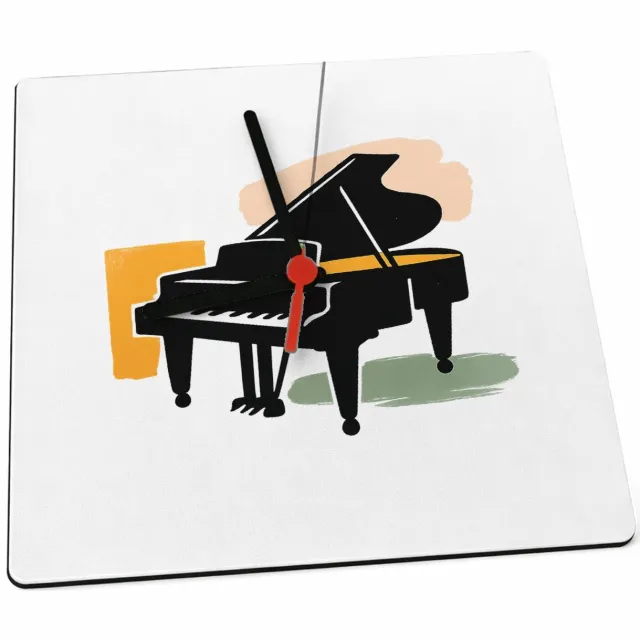 Mr Cadeautjes Klok 19 x 19 - design Grafische illustratie van een jazzsaxofoon met zachte verfst | cadeau Wit
