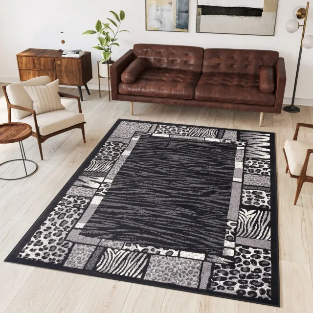 Tapiso Dream Vloerkleed Grijs Zwart Modern Dierenprint Woonkamer Tapijt Donkergrijs 4