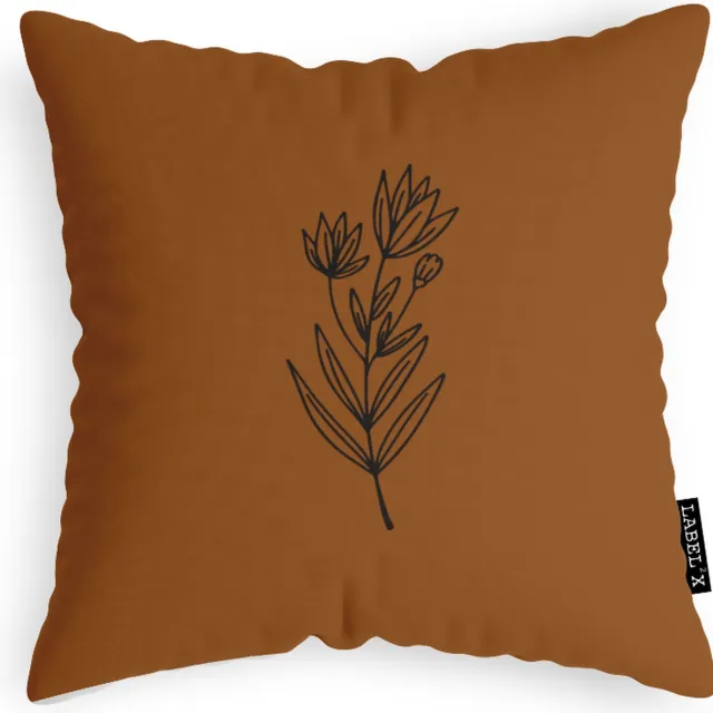 Label2X Sierkussen - Wildflower Buiten - Multicolor - 50 Cm X 50 Cm bruin