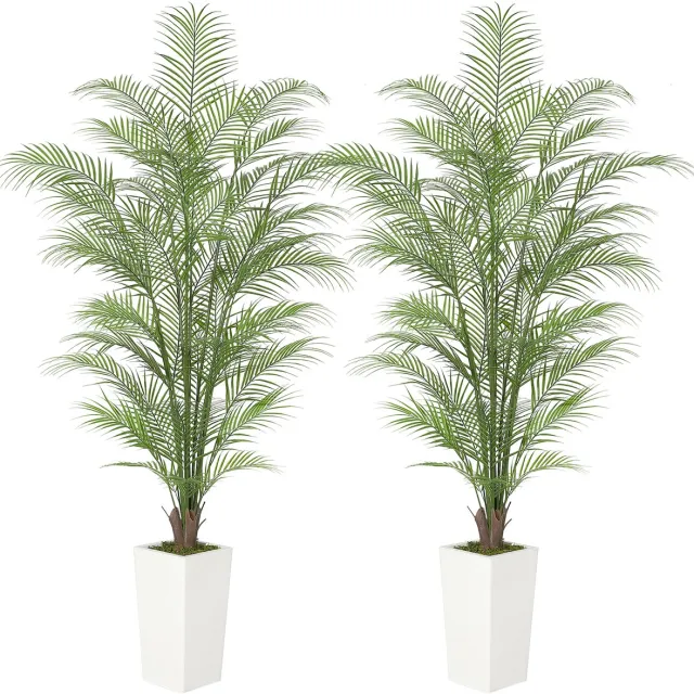 Triumpunpre 180cm Kunst Areca palmboom met pot, levensechte bladeren en takken – tropische staande kunstplant voor binnen en buiten, geschikt voor woning, kantoor, tuin en hoteldecoratie green