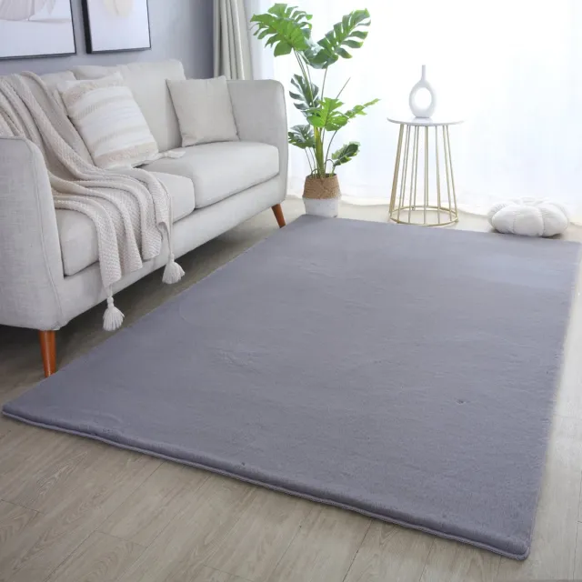 Muratap Pouffy Fluffy - Hoogpolig Vloerkleed - Uni Kleur - Grijs - Woonkamer Tapijt - Katoenen Rug- 120x170 CM