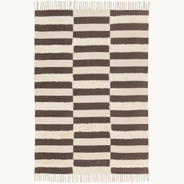 AFK Living Getuft tapijt van 100% katoen EBONY zwart