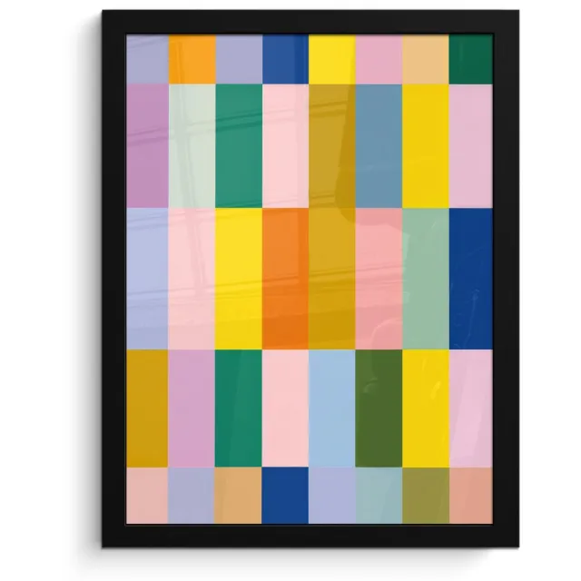 FrameYourWall Poster in lijst - Fotolijst 30x40 cm - Posters - Stroken - Blauw - Patroon - Abstract - Posterlijst zwart - Decoratie - Wanddecoratie woonkamer - Muurdecoratie slaapkamer Stroken - Abstract