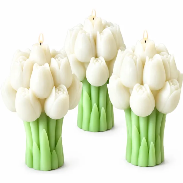 SWGOTA Geurkaars in tulpenboeketvorm - Wit, vanillegeur - Verpakking 5 x 5 x 9,5 cm