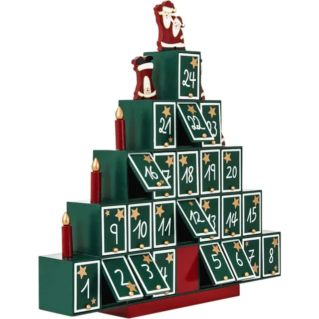 spielwerk Adventskalender Pyramide – 24 Vakjes - 45x45x7cm - Groen