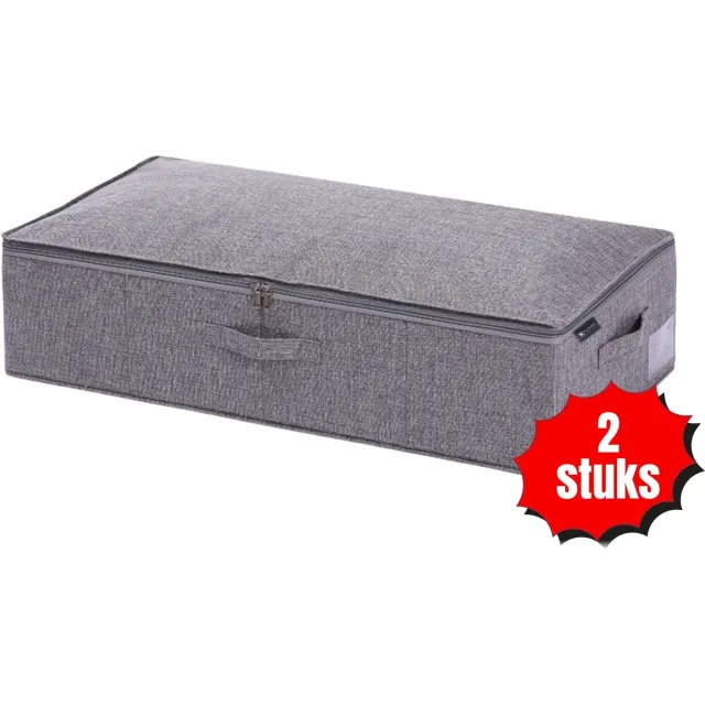 Flokoo Bed Organizer met verharde bodem - 2 stuks - Ruime Opbergzakken voor Kleding en Dekbedden - Grijs - Opbergtassen voor onder je Bed