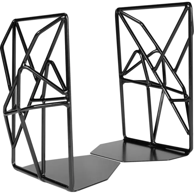 QUVIO Boekensteunen set van 2 - Boekenstandaard - Boekenhouder - Bookstand - Book holder - Boekensteun voor volwassenen - Tijdschriftenrek - Tijdschriftenhouder - Modern - Staal - Zwart - 22,3 x 14,9 x 12,5 cm (lxbxh)