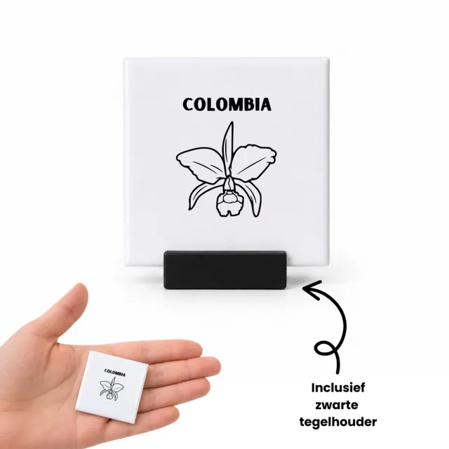 Hacebo Colombia tegeltje met tegelhouder - Piloot - Colombia cadeau - tegeltjes met tekst - beste land - Leuk cadeau voor je Vriend om te geven - spreuktegels - 4.8x4.8 CM Wit