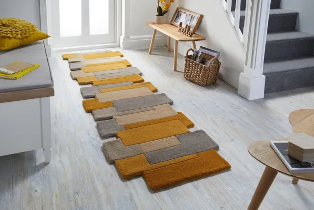 flycarpets Loper Abstract Modern Stracto Collage - Organische Vorm Vloerkleed - Rood - 60x230 cm