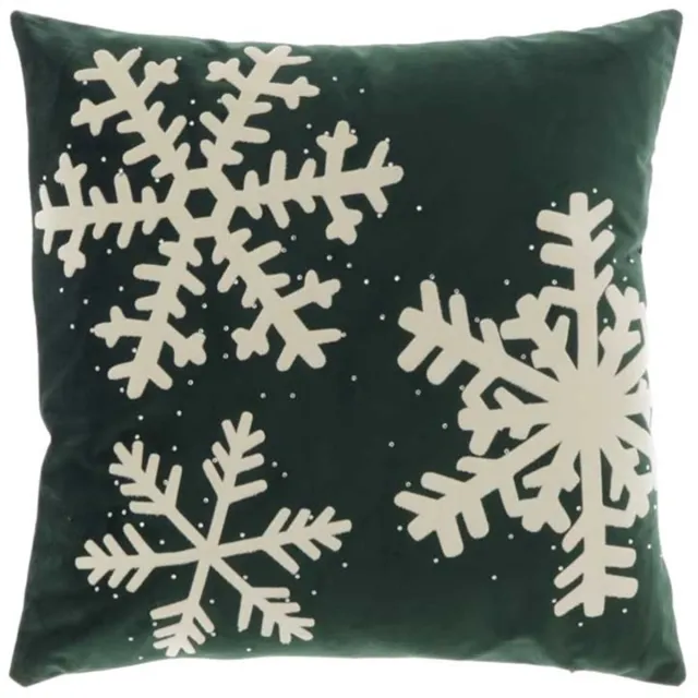 Unique Living Kussen Snowflake 45x45cm dark green | Kussen woonkamer of slaapkamer Groen
