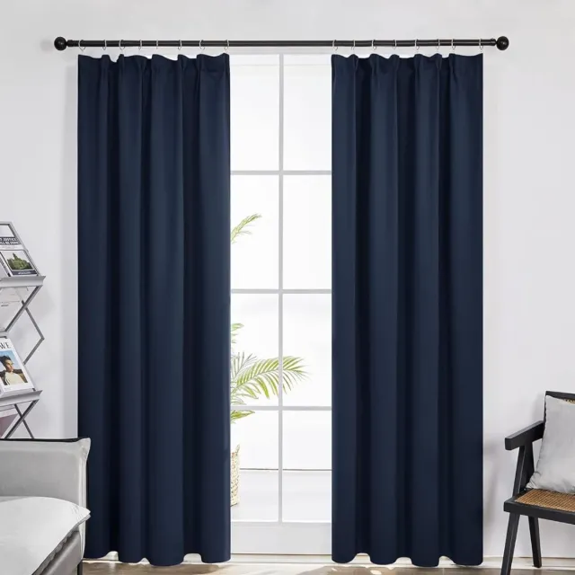 DailySupplies® Gordijnen Kant en Klaar met Haakjes - Gordijn voor Gordijnroede - Gordijnen Verduisterend - Blauw