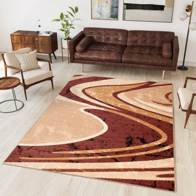 Tapiso Dream Vloerkleed Beige Bruin Modern Abstract Woonkamer Tapijt Maat- 60x100