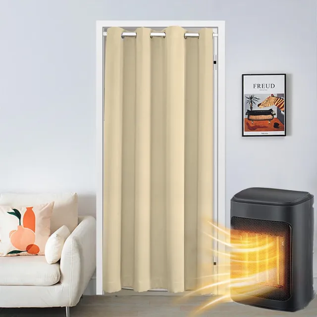 Unyqoos Warmte- en Geluidsisolerend Deurgordijn voor Privacy en Energiebesparing in Huis beige