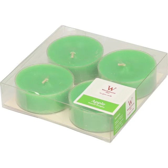 Trend Candles maxi geurtheelichtjes/waxinelichtjes - 4x - appel geur - 8 branduren - grote theelichtjes Lichtgroen