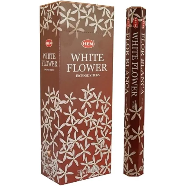 HEM Wierook - White Flower - Slof (6 pakjes/120 stokjes) zwart/grijs