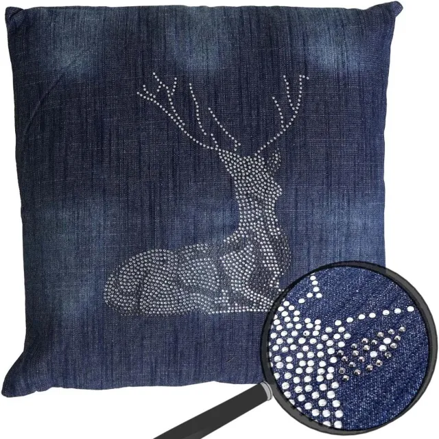 MCW Decoratief Kussen - Sierkussen Met Vulling - Woonkamer Aankleden - Met Glitterstenen - 45x45 cm - Blauw Zie foto