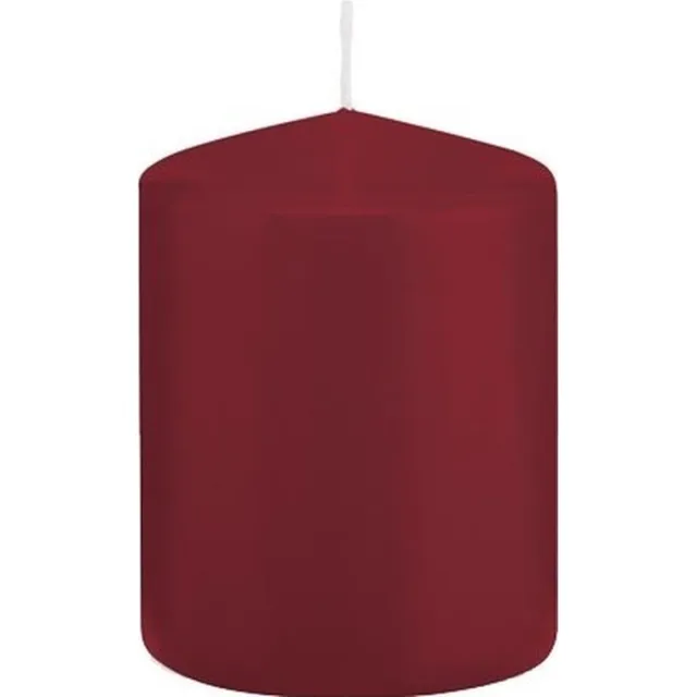Trend Candles Cilinderkaars/stompkaars - bordeauxrood - 6 x 8 cm - 29 branduren - met brandvertragende folie Bordeaux rood