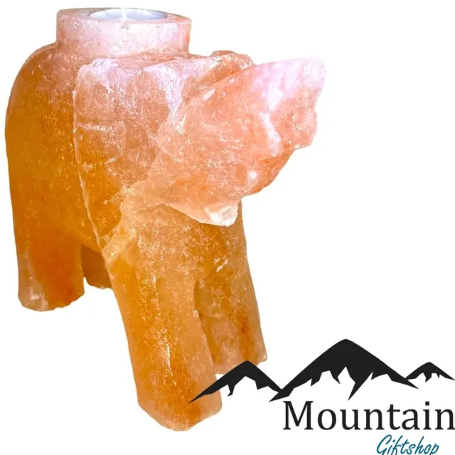 Himalaya Salt Himalaya zoutlamp Olifant met waxinelichthouder- 100% himalayazout oranje