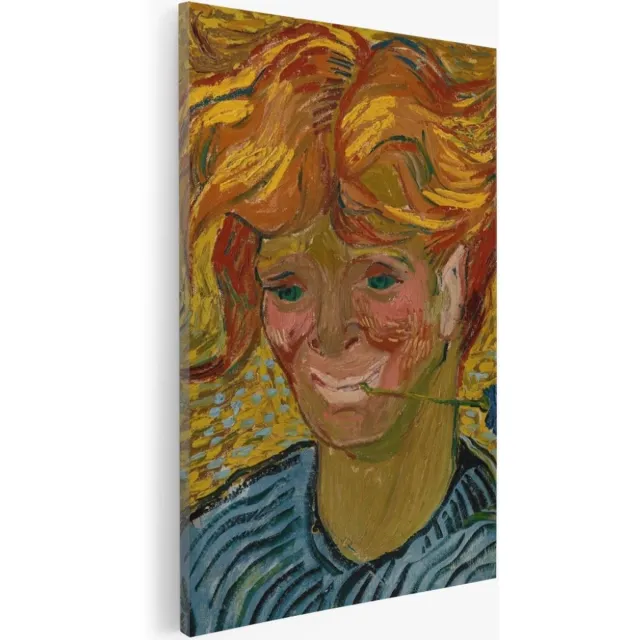 Saammp Canvas Schilderij - Vincent Van Gogh - Jongeman met korenbloem - Abstract - Kunst- 40x60 - Foto op canvas - Wanddecoratie - Muurdecoratie Woonkamer - Slaapkamer decoratie - Canvas Print Multicolor