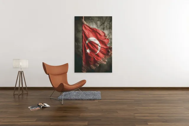 Trendex Global Canvas Schilderij - Abstract - Vlag - Turkije - Print op canvas - 120x80 cm Bruin