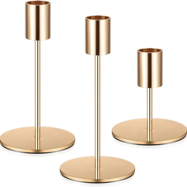 Famanu Vintage gouden kandelaar, staafkaarsenhouder, decoratieve tafeldecoratie