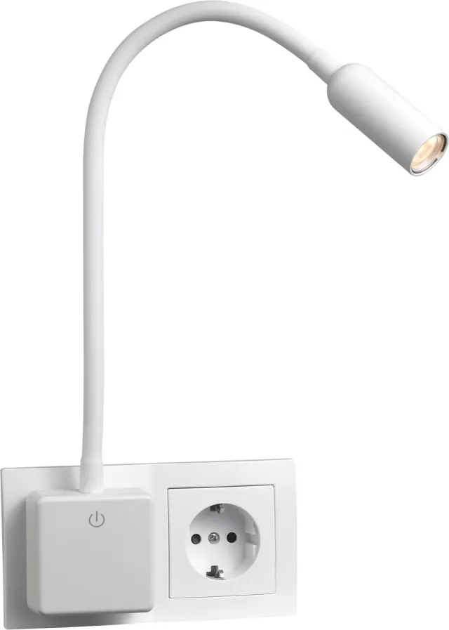 EINLICHT "LED-Point" - Nachtlamp 4W - Flexibele arm 40cm - Leeslamp 260Lm - 3-staps dimbaar Bedlamp - 3000K Stopcontact Lampje- Wit
