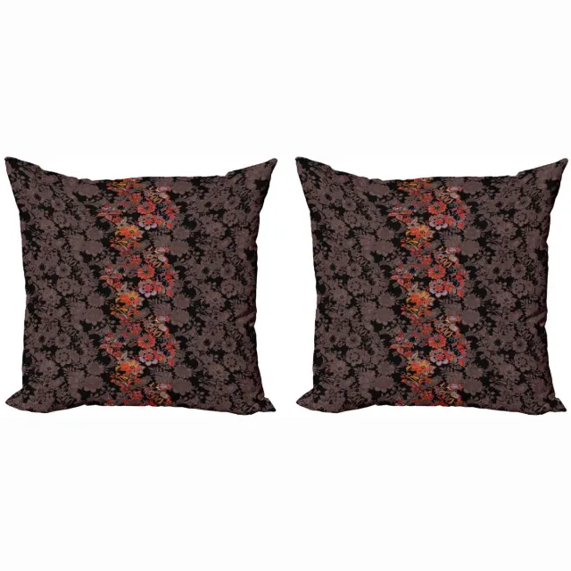 ABAKUHAUS Bloemkussenhoes – 2x50x50 cm – Dubbelzijdig – Microvezel Zwart