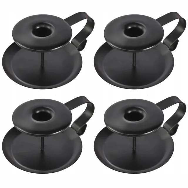 KAPAGA Zwarte Loft Retro Kandelaars - Set van 4