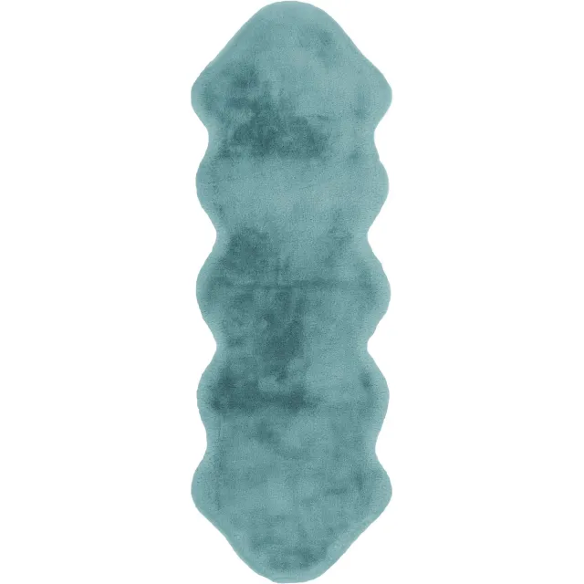 Padiro pluizige hoogpolige loper 60 x 180 cm - turquoise - modern effen ontwerp - voor vloerverwarming - van polyester en kunsthars blauw