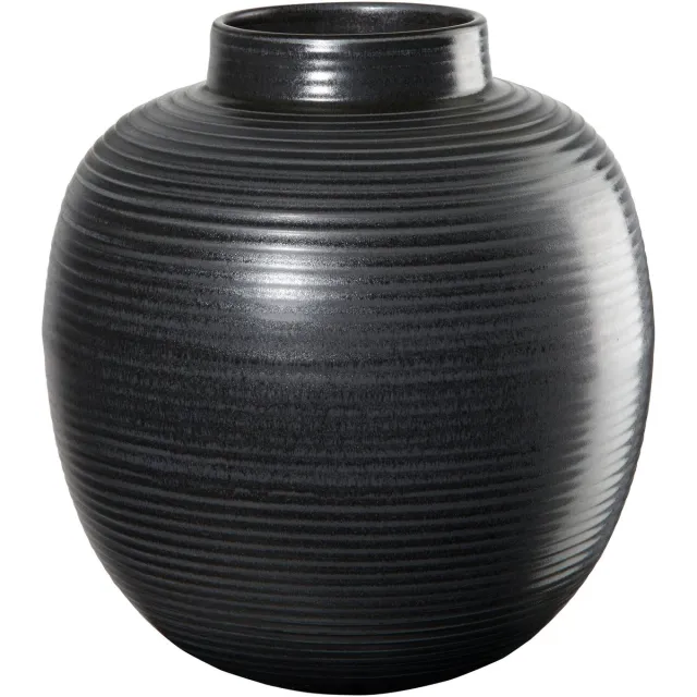 ASA Selection Japandi vaas, tafelvaas, decoratieve vaas, bloemenvaas, aardewerk, zwart, H 22 cm, 73003174
