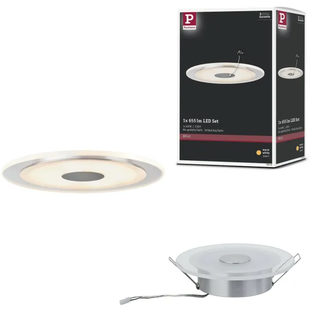 Paulmann Premium LED-inbouwlamp Whirl Enkele lamp rond 150 mm 6,9W 450lm 230V 3000K Alu gedraaid, Satijn