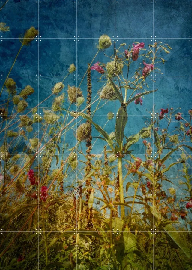 IXXI Heat Flowers, Angelo Cerantola - 100 x 140 cm - Grote wanddecoratie en posters - Vintage, Kleurrijk, Naturalisme, Fotografie, Slaapkamer Blauw / Roze / Groen / Geel