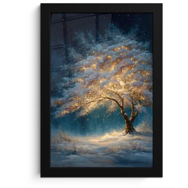 FrameYourWall Poster in lijst - Fotolijst 20x30 cm - Posters - Levensboom - Nacht - Donker - Blauw - Posterlijst zwart - Decoratie - Wanddecoratie woonkamer - Muurdecoratie slaapkamer