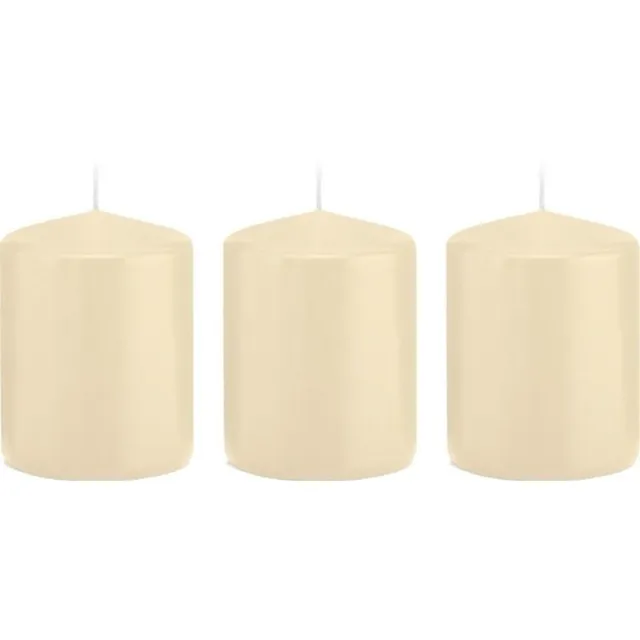 Trend Candles Cilinderkaars/stompkaars - 3x - cremewit - 6 x 8 cm - 29 branduren - met brandvertragende folie