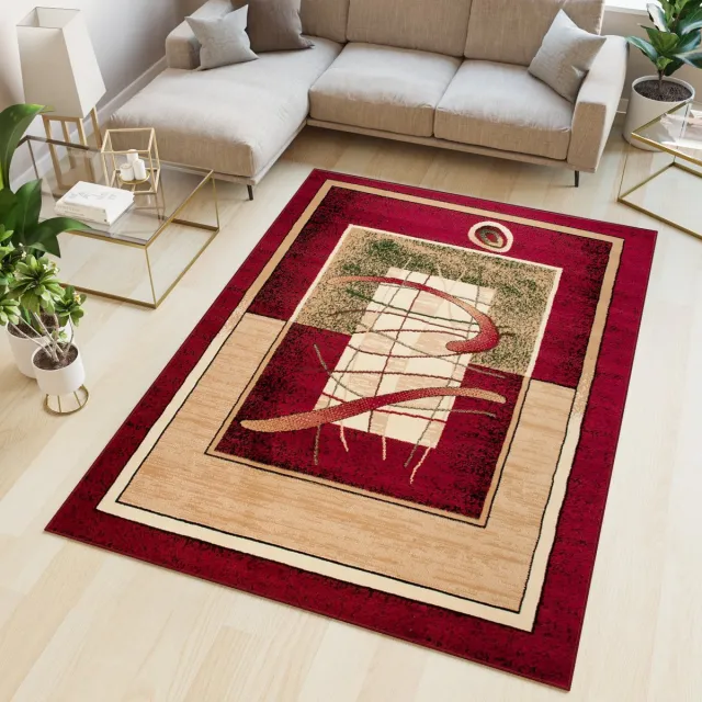 Tapiso Atlas PP Vloerkleed Rood Beige Woonkamer Modern Tapijt Rood 5