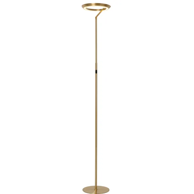 Lucide CELESTE - Vloerlamp - Ø 28 cm - LED Dimb. - 1x21W 2700K - Mat Goud / Mes Mat Goud / Messing