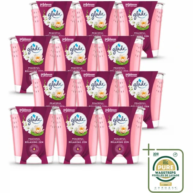 Glade 12 x Glade - Geurkaars Relaxing Zen - 100% Raapzaadwas - 112 g - Wasstrips - Geurkaars - Kaars - Geur - Rust - Calme lichtblauw