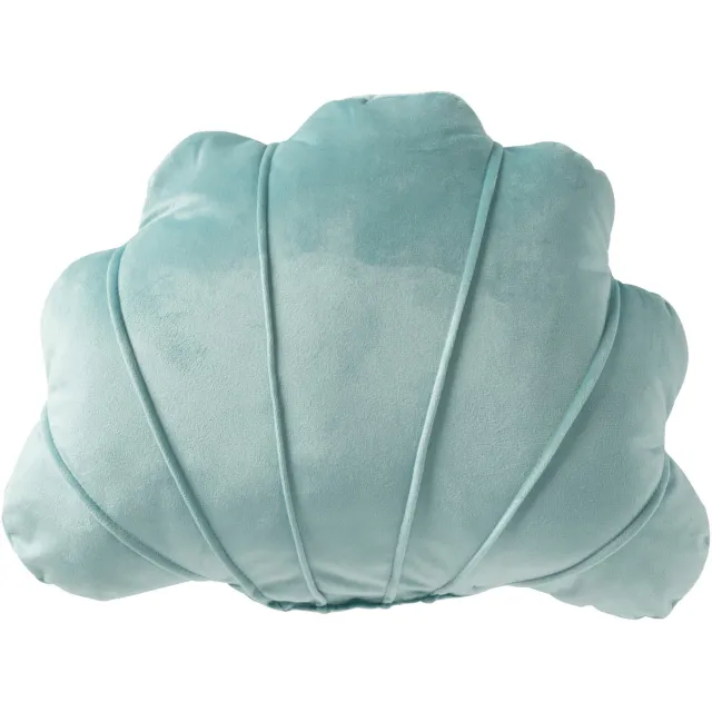 J-Line kussen Schelp - polyester - turkoois Blauw