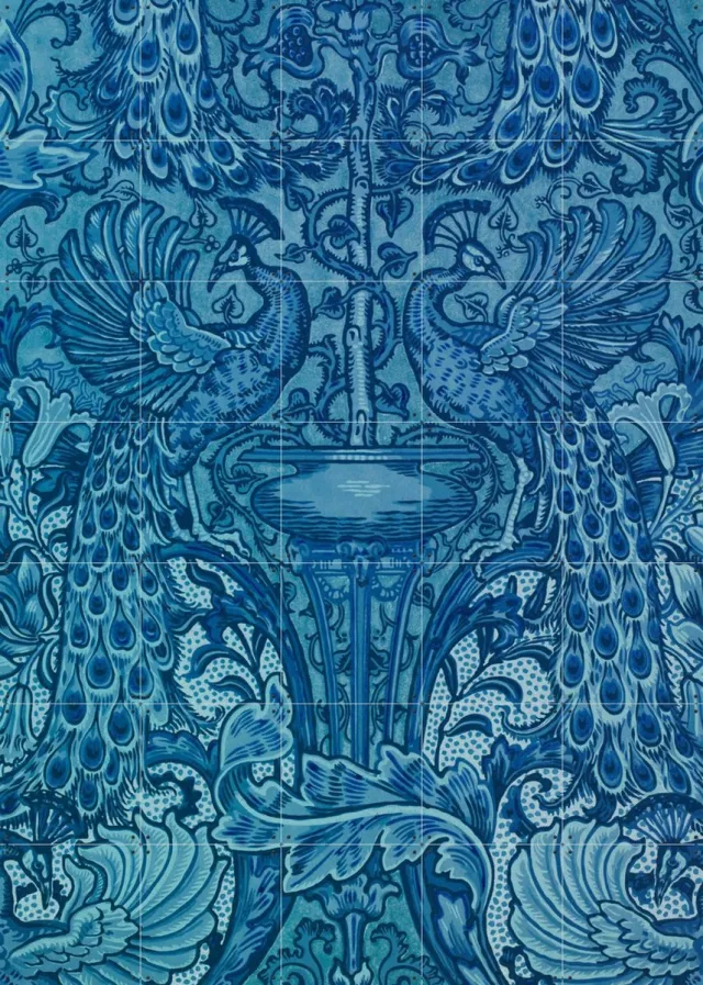 IXXI Plumes, Walter Crane & Victoria and Albert Museum - 100 x 140 cm - Grote wanddecoratie en posters - Vintage, Ornamenteel Ontwerp, Klassiek, Art Donkere tinten / Blauw
