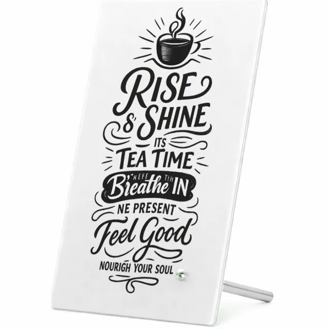 Mr Cadeautjes Glasframe 11 x 16 - design Een ochtendthema met een warme drank en een positieve boodsc | cadeau Wit