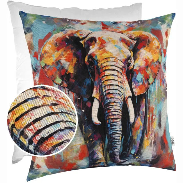 ANRO Olifant Sierkussen 40x40 cm - Gobelin - Inclusief vulling Multicolor