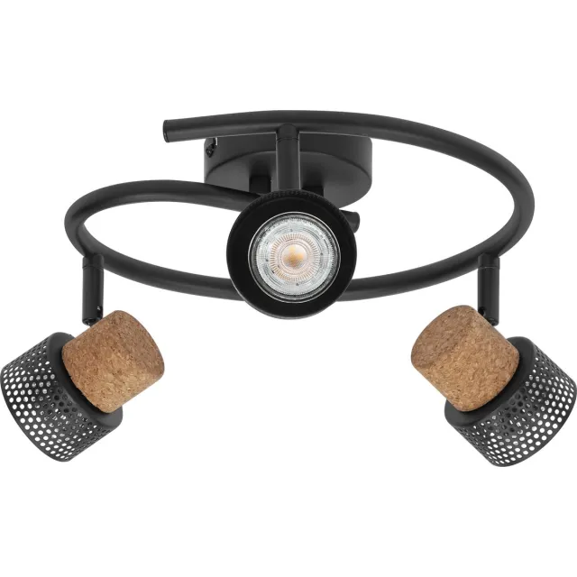 Ledvance DECOR SPOT CORK Spiral, 3 x 3,4W, 690lm, zwart, spot, verstelbare koppen, veelzijdig gebruik, interieurspot, vervangbare ledlampen, dimbaar, warm witte lichtkleur, GU10