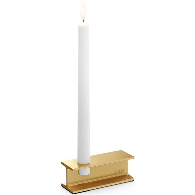 Höfats HENRY METAL Kandelaar I goud Design kandelaar voor staafkaarsen, moderne kandelaar in industriële staalbalkstijl gold