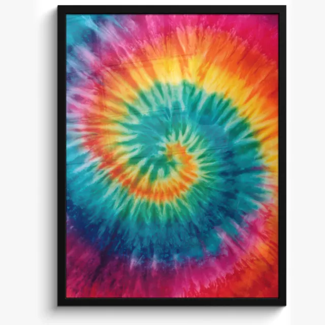 FrameYourWall Poster in lijst - Fotolijst 50x70 cm - Posters - Regenboogkleuren - Tie dye - Posterlijst zwart - Decoratie - Wanddecoratie woonkamer - Muurdecoratie slaapkamer