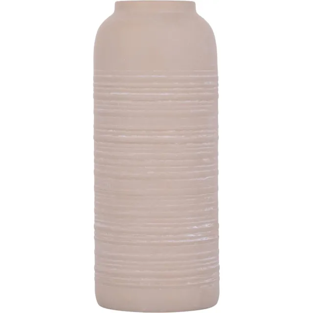 PTMD Lavada Beige Iron Sheet Vase Striped