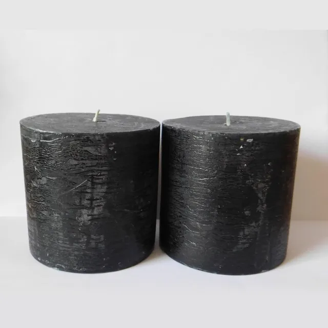 Bouwman Rustieke kaarsen zwart maat 7 x 11 cm 2 stuks