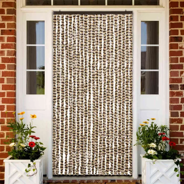 vidaXL Vliegengordijn 90x220 cm chenille beige en bruin