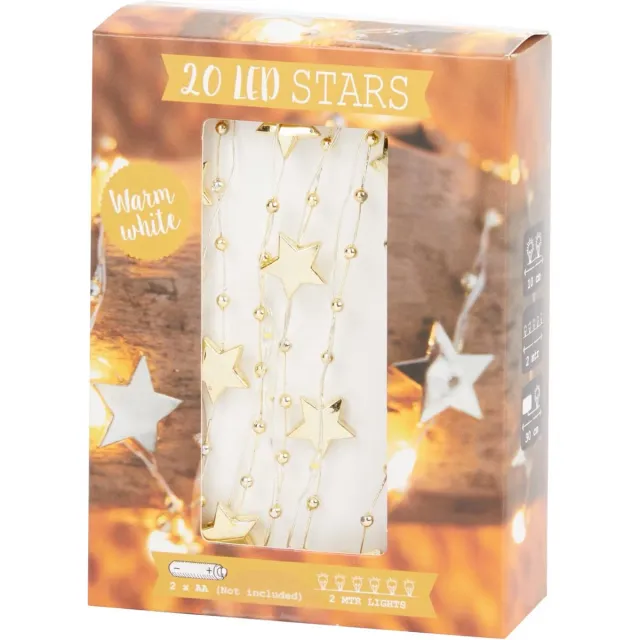 EventMusthaves Lichtslinger 2 meter gouden sterren - 20 sterren - led